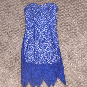 Royal blue lace bodycon dress